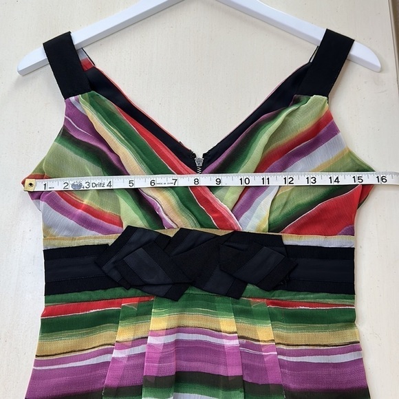 The Limited Colorful Sheer Overlay Empire Waist V Neck Cocktail Dress Size 2 - Picture 13 of 16